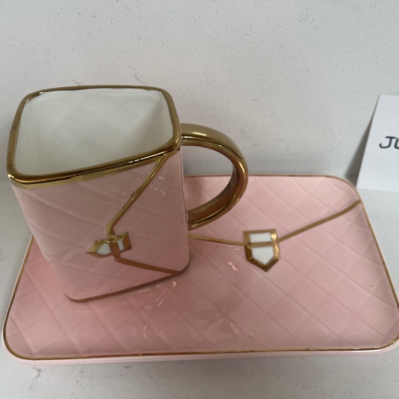 NEW Pink Gold Purse Cup & Plate, PINK Mom day Gift Purse plate - Picture 1 of 4